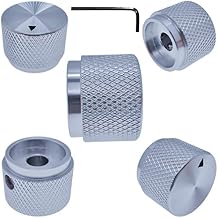 5 Pack Aluminum Rotary Electronic Control Potentiometer Knob,for 0.23 Diameter Shaft, 0.79 Dia, 0.61 H, Guitar Knob, Audio knob, Volume Control KnobSilver