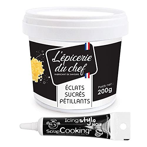 Eclats sucrés pétillants 200 g + Stylo de glaçage noir