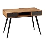  Bureau Noir Marron Métal Bois 9697 (60 x 75 x 110 cm)