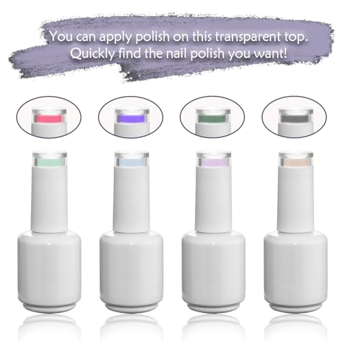Empty Gel Nail Polish Bottles, 15ML Empty Nail Polish Bottles with Transparent Top,Opaque Round Refillable Fingernail Polish Bottles UV Safe with Mixing Balls & Funnels, Pack of 6 (WHITE)3
