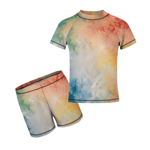 Tie Dye RainbowChildren's Casual Swimsuit Set - Simple and Versatile9-11Y（140cm）