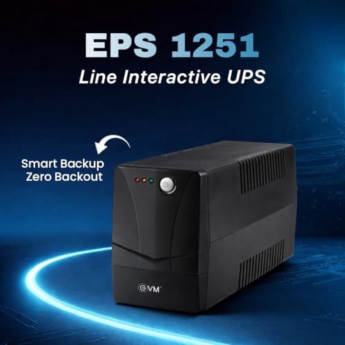 Image of EVM EPS 1251 Line Interactive 1000VA /600W, Simulated Sine Wave, 12V /7Ah x2 Battery, 220-240V Input, ±10% Output Reg., 4-6h Recharge, Low Noise <40dB - 2 Years Warranrty (EPS1251)