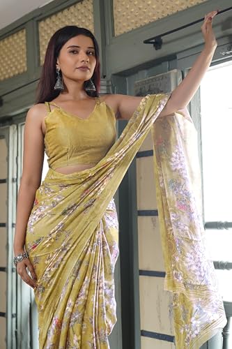 Image of MIRCHI FASHION Women Saree Chiffon Floral Printed | Breathable Lightweight Sari for Regular Home and Office Wear with Blouse Piece