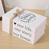 Lot de 3 livres décoratifs : ce lot comprend trois livres de simulation magnifiquement conçus attachés avec une corde de chanvre rustique, parfaits pour améliorer votre décoration d'intérieur. Chaque livre mesure 26,7 x 17 x 4,2 cm, ce qui en fait une taille pour différentes options d'affichage.