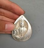 Material: Tibetisches Silber Zoharm Tibetisches Silber handgeschnitzt Guanyin Bodhisattva Buddha Amulett Anhänger