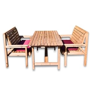 Heavy Duty Wooden Garden Dining Set – 6FT Table with 2 Benches | Solid Redwood Outdoor Patio Furniture | Weatherproof, Pre-Assembled, Durable, Ideal for Family Gatherings & All Seasons