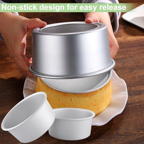 4 Pack 6 Inch Cake Tin, Non-Stick Round Cake Pan with Removable Bottom, Deep Aluminum Cake Baking Pan Cake Mould Tin for Wedding/Birthday/Christmas Cake Baking - Image 4
