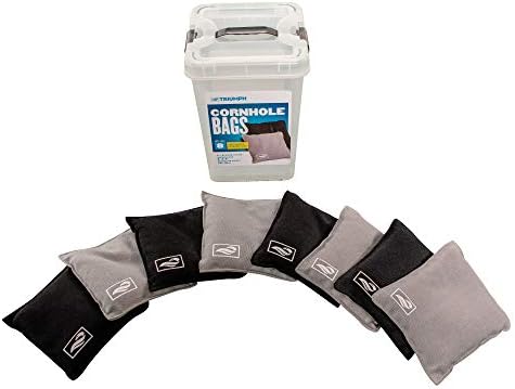 Triumph Sports "Black and Grey Canvas Cornhole Bags – 8 Bags Included, Size 6" x 6" 16 oz (12-0060-3)