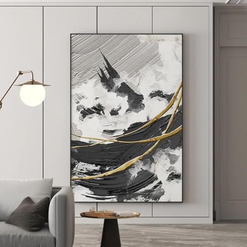 Art mural moderne or et noir pour sublimer le porche et l'allée de votre maison