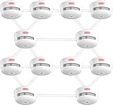 X-Sense wireless Mini rilevatore di fumo, rilevatore di fumo interconnesso wireless con batteria sostituibile, allarme di fumo interconnesso radio, conforme allo Standard EN 14604, XS01-WR (12 pezzi)