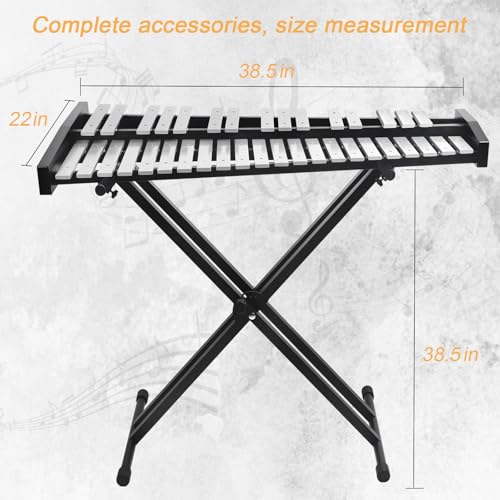 Image of lotmusic 37 Notes Glockenspiel Xylophone Bell Kit: Professional Xylophone for Drummer, Percussion Kit for Adult with 2 Tpypes Drum sticks, Adjustable Stand&Carrying Bag