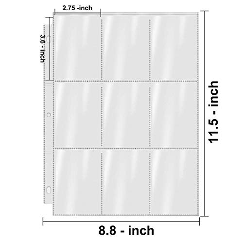 Pokonboy 288 Pockets Trading Card Sleeves, 9-Pocket Trading Card Binder Sheets Card Storage Album Pages Holders For Standard Size Cards, Sport Cards, Game Cards, Business Cards #TOP1