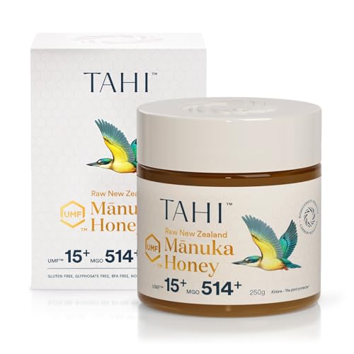 Tahi Raw Manuka Honey New Zealand UMF 15+ Certified (MGO 514+) - 100% Sustainable, Monofloral and Natural - Non-GMO, Glyphosate-Free and Gluten-Free - New Zealand Manuka Pure Honey - 250gr.