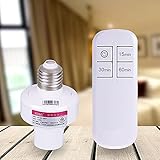 YCDC Remote Control Light Lamp Socket, E26/E27 Screw Wireless Holder, Bulb Cap Smart Switch, with Timing Function, 50m Long Distance Control, Max Load 50W, Supports 85-265V, Male to Female