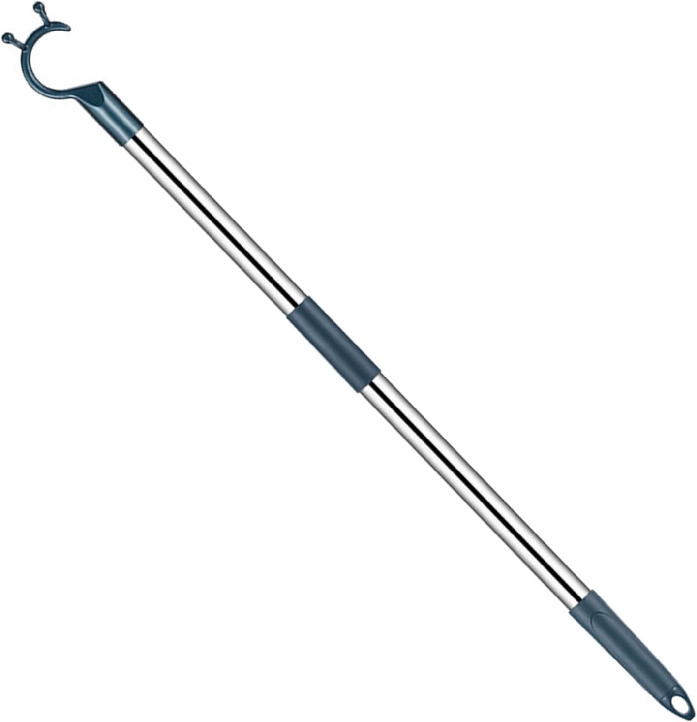 Wardrobe Hook Pole, Newly Upgraded 1.42 M (55.9 In) Retractable Pole Hook, Retractable Clothing Reach Pole for Wardrobes, Clotheslines, Closet Hooks, Clothes Rails, Hangers (Blue)