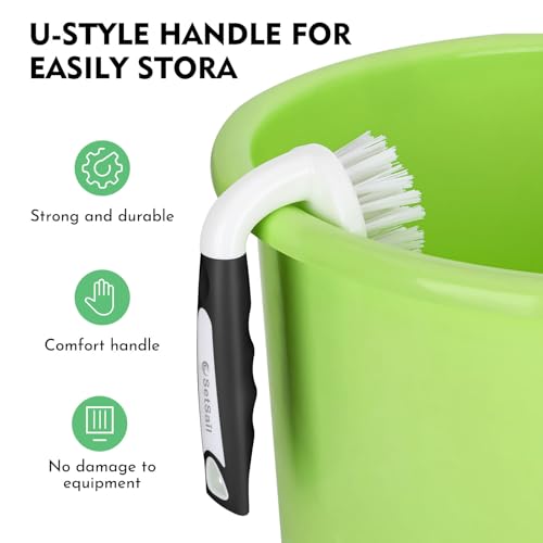 Image of SetSail Scrub Brush, Heavy-Duty Scrub Brushes for Cleaning with Stiff Bristles Cleaning Brush for Shower, Bathroom, Carpet, Kitchen and Bathtub Scrubber - 2 Pack Black