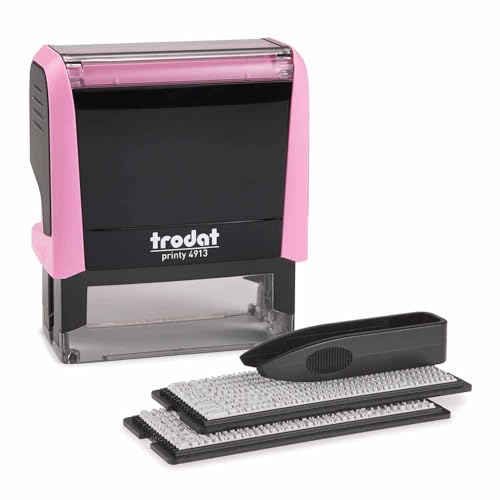 Trodat 4913 Printy Textstempel Typomatic, Stempelset zum Selbersetzen, Kissen, Pastell Rosa