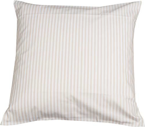 Lorena Mako Batist Kissen Bezug Basel Mini Streifen Beige, 40x40cm, 100% Baumwolle Cover