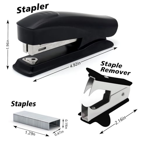 2 Pack Black Office Stapler, 25-Sheet Capacity with 4000 Staples and 2 Staple Removers, Desktop Stapler, Black Office Supplies for Students and Office Clerks