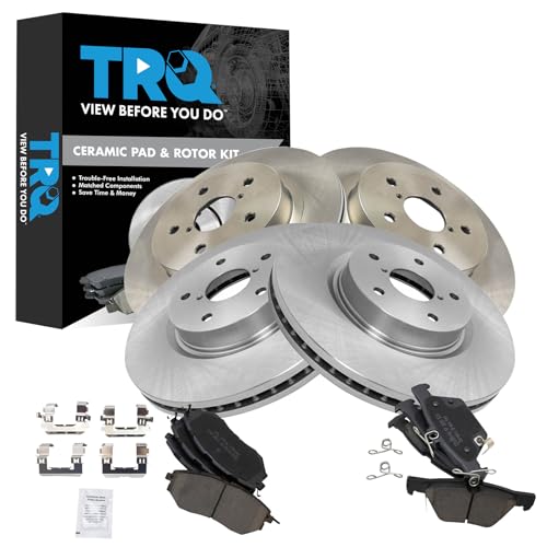TRQ Front & Rear Brake Pad & Rotor Kit Ceramic Compatible with 2015-2019 Subaru Legacy Outback 2016-2021 WRX