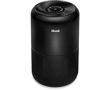 Levoit Air Purifiers for Home with HEPA Filter, Air Cleaner for Dust Smoke Pollen Pet Allergies, 24dB Quiet Air Filter with Timer, Sleep Mode, Ozone Free for Bedroom, Office, Core300 Black