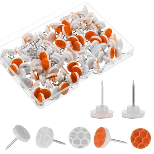 Exclaith 100pcs Trail Markers Reflective Tacks 2 Colors High Visibility Glow Tacks Marking Pegs for Trail Marking Hunting Hiking Tree Stand Camping (Orange Silver)