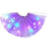 Led Tütü Rock für Mädchen, Leuchtender Ballett Tüllrock mit Pailletten, Karneval Kostüm Kinder Tutu Tanzrock für Fasching Halloween Cosplay Carnival Motto Party (Helles Lila)