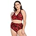 Oyihfvs Fresh Red Rose Bud, The Petals of Red Roses with Water Women's Plus Size 2 PC Bikini Set, High Waisted Tummy Control Vest Bikini Set, Soft Stretchy Tank Top Padded Swimwear (Large)