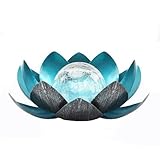 lámpara solar al aire libre, flor de loto linterna solar con efectos luminosos blanco cálido brillante, IP44 impermeable lámparas solares de jardín para terraza, patio, césped, balcón(a) (Azul