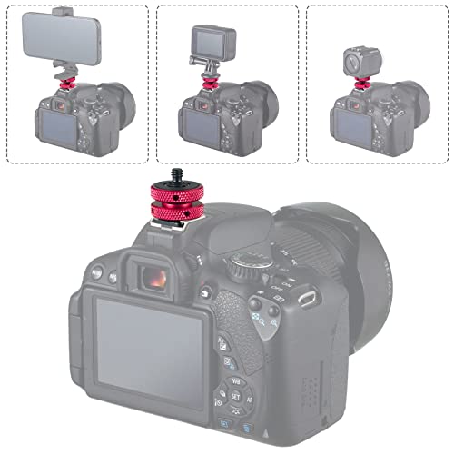 Minifocus 4 Packs Camera Hot Shoe Mount Adapter, Double Nut With 1/4" And 3/8" Aluminum Alloy Tripod Screw Flash Shoe Mount For Led Monitors, Microphone, Dslr Field Monitor #TOP6