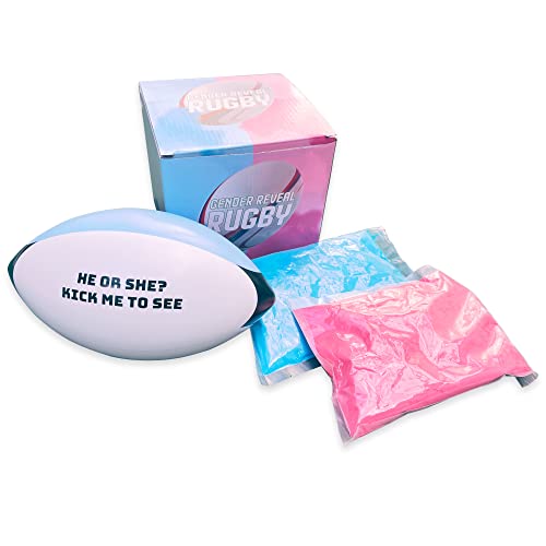 Sass Party & Gifts Pelota de rugby de revelación de género - Incluye polvo azul y rosa - Revelación perfecta para los fanáticos del rugby Cover