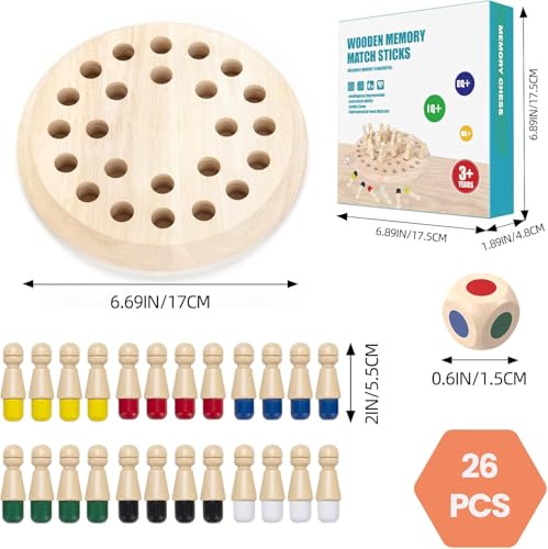 TEC TAVAKKAL Wooden Memory Chess Matching Game: Family Board Games for Kids and Adults, Montessori Preschool Learning Educational Toy for Toddler 3 4 5 6 7 8+ Year Old, Birthday Gift for Boy Girl - Image 2