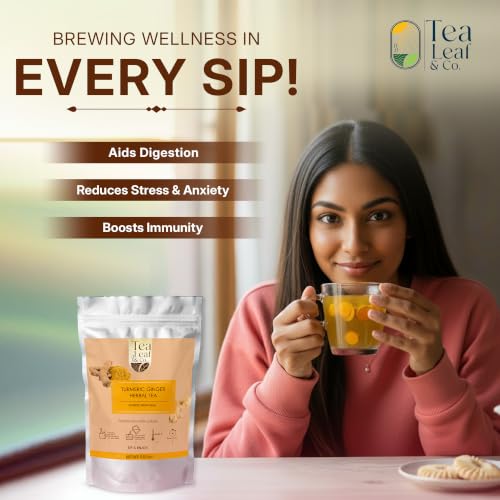 Image of Turmeric Ginger Herbal Tea Loose Leaf (100gm /3.5oz), Makes Upto 50 Servings | Pure & Natural Ingredients, Aromatic, Earthy & Zesty Flavor, Antioxidant Rich, Refreshing Brew, Ideal for Daily Wellness