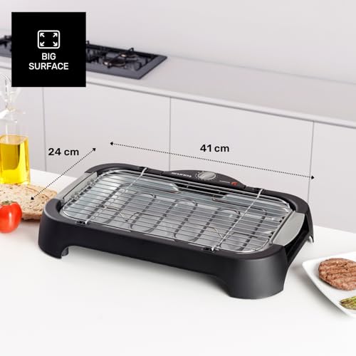 Taurus - Barbecue Elettrico Maxim's | 2400W | Superficie 41x24 cm | Termostato Regolabile | Vaschetta d'Acqua Anti-Fumo | Uso Interno ed Esterno | Distribuzione Uniforme del Calore - immagine 4