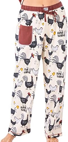 Lazy One Pajamas for Women, Cute Pajama Pants and Top Separates, Rise & Shine, Chicken, Chicks, Animals, Farm
