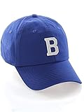 Customized Letter Intial Baseball Hat A to Z Team Colors, Blue Cap Navy White Letter B