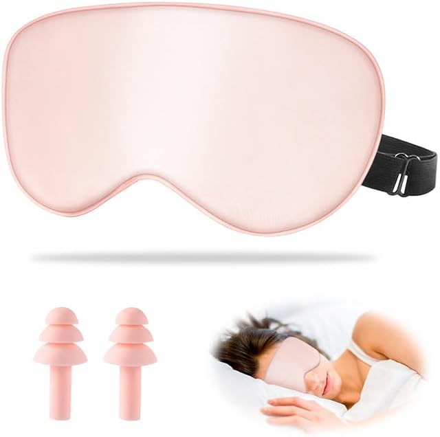 Jedwabna maska do spania dla kobiet i mężczyzn, w 100% z czystego jedwabiu, oddychająca, blokująca światło, okulary do spania ze stoperami do uszu, regulowana opaska na oczy do spania w podróży,