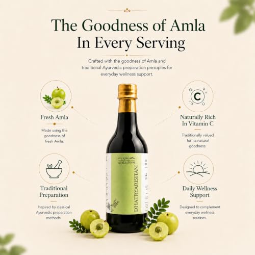 Image of DHATRYARISHTAM 500 ml | Traditional Amla Based Ayurvedic Arishtam | Rich in Natural Vitamin C | Daily Wellness Support | Herbal Wellness Formula (Pack of 2)