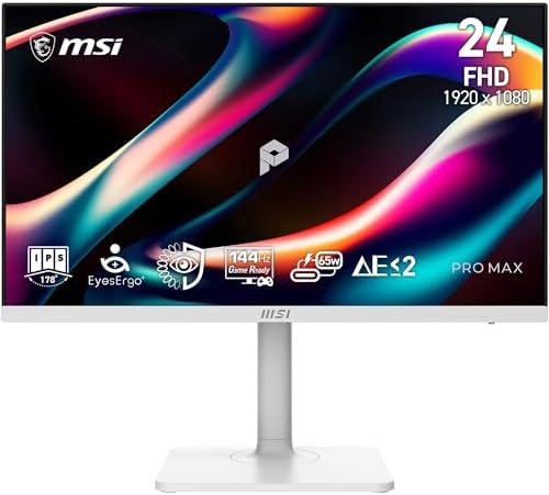 （00:30時点） MSI ビジネスモニター PRO MAX 241PHW E14 23.8インチ/フルHD/IPS/144Hz/1ms/HDR/USB PD65W/スピーカー/KVM/MSI Power Link/Eye-Q Check/HDMI 2.0b/DP 1.2a/USB Type-C DP alt mode/VESA75/メーカー3年保証