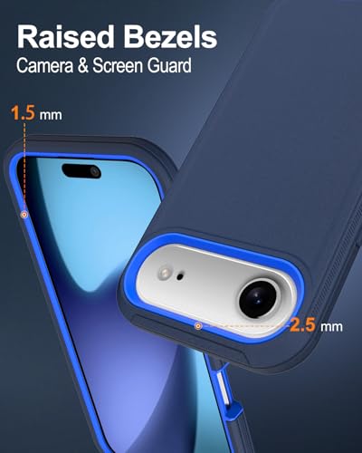 Image of for iPhone Air Case with Port Cover, Rubber Matte Finish, Blue | 3-Layer Heavy Duty Armor, 16ft Drop Protection, Non-Slip Shockproof & Anti-Fingerprint