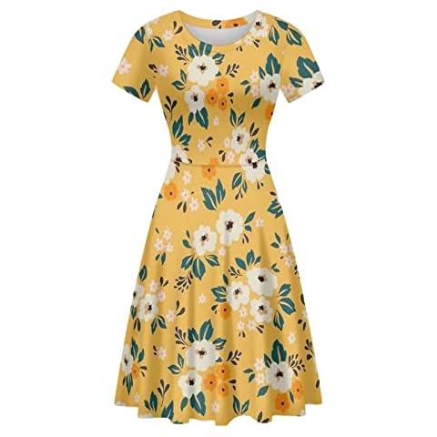 Belidome Yellow Flower Summer Sundress Cover