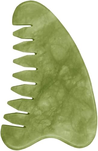 Peine multiusos para masaje de jade verde, hecho a mano, herramienta masajeador de masaje completo y relajante, cabeza del cuero cabelludo, jade gua sha, herramienta de terapia de masaje Cover