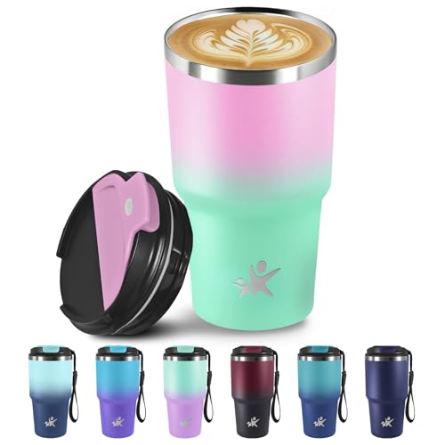 Grsta Termo Café 600ml, Vaso Termico, Taza Termica para Llevar, Cuerda Removible, Termo Para Cafe Reutilizables, Antifugas, Taza de Café para llevar para Cafe Frío y Caliente, Leche y Té