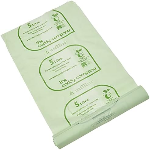 The Caddy Company Compostable Bin Liners Green 5 Litre, 50 Bags