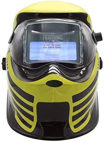 DOIT Auto-Darkening Welding Helmet Solar Powered with 4 Arc Sensors Two Shade Ranges #5-8/9-13 Suede Safety Work,Yellow