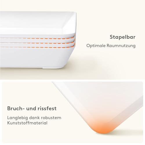 Foto von Lifewit 4 Stück Große Servierplatte Kunststoff, 36,7 x 24 cm, Tablett Weiß