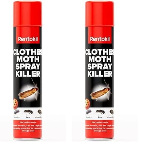 Image of RENTOKIL Clothes Moth Spray Killer 300ml – Powerful Long‑Lasting Protection for Cupboards, Wardrobes & Storage Areas, Eliminates Moths, Larvae & Eggs (Pack of 2)