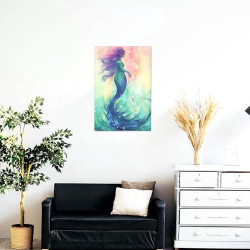 Impression sur toile HD sirène œuvre d'art murale de qualité