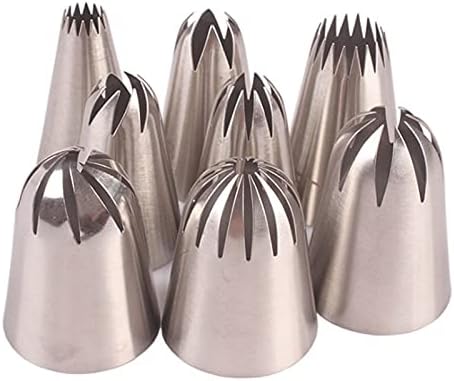 DIY Cake Decorating Tools, Cake Piping Nozzles 8PCS/Set Large Russian Icing Piping Cake Nozzles Flower Pastry Cream Decorating Tips Stainless Steel Cupcake Decorators Nozzles