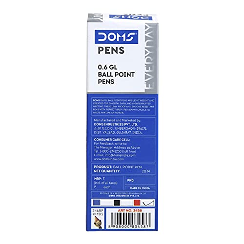 Image of DOMS DF 0.6 GL Ball Point Pens (Red, Pack of 20)